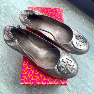 Tory Burch metallic leather flat